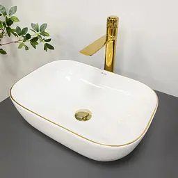 Умивальник VBI Ravenna white gold Edge накладний VBI-011218, Золотий