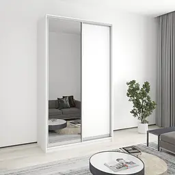 Шафа-купе дводверна MebelStar Стандарт AL ДСП/Дзеркало 140x45x240 см Аляска білий (MBS-3667)