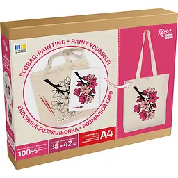 Екосумка-розмальовка, Flowers , бавовна 220 г/м2, 38х42см, ROSA Talent - мініатюра 3