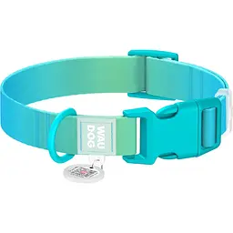 Нашийник для собак Waudog Nylon Recycled c QR паспортом градієнт розмір S 1.5х25-35 см блакитний