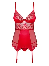 Корсет з підв'язками для панчох Obsessive Lovica S/M червоний - мініатюра 6