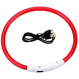 Світлодіодний LED нашийник для собак із зарядкою USB, червоний