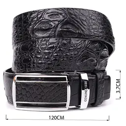 Ремінь-автомат з натуральної шкіри крокодила чорний CROCODILE LEATHER 18239 100 см - мініатюра 5