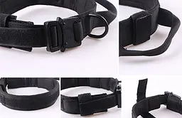 Нашийник для собак з повідцем Harness, нейлоновий з металевою пряжкою-фастекс Чорний, M - мініатюра 4
