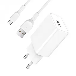 Зарядний пристрій SkyDolphin SC36V (1USB, 2.4A) Білий (SDMZP-000118) + кабель microUSB