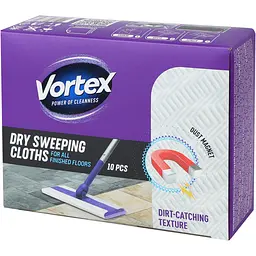 Серветки господарські Vortex сухі для підмітання підлоги 10 шт.