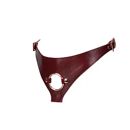 Шкіряні трусики для страпона Liebe Seele Wine Red Strap on Harness, універсальний розмір - мініатюра 3