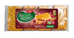 Печиво затяжне Житомирські ласощі з начинкою "BISCUITS & BERRIES" вишня та родзинки 210 г * 8 шт