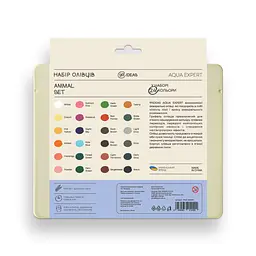 Набір олівців акварельних 99IDEAS "Aqua Expert" 24 кольори, Animal Set, металева коробка, 99AE-24ANIM - мініатюра 2