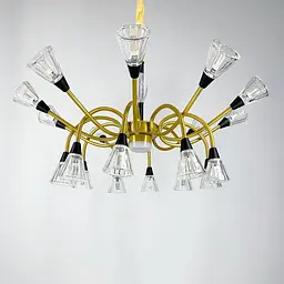 Незвична золотиста люстра із закрученими ріжками Line.F H 9866/10+10