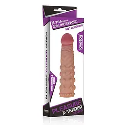 Насадка на пеніс Lovetoy Pleasure X-Tender Penis Sleeve Flesh Add 2, +5 см (тілесний) - мініатюра 5