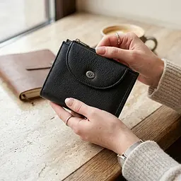 Зручний жіночий гаманець із монетницею із натуральної шкіри ST Leather 22711 чорний - мініатюра 2