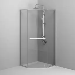 Душове огородження 5-corner Pivot AM.PM Gem 90×90 см, без піддону, хром профіль W90UG-405-9090-MT - мініатюра 3