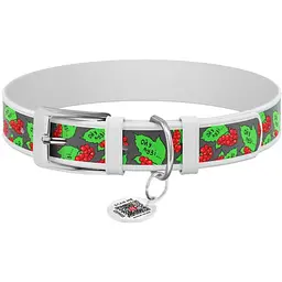 Нашийник для собак Waudog Design Калина, шкіряний, з QR паспортом, L, 38-49х2, 5 см, білий