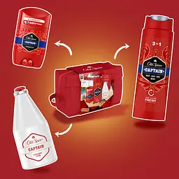 Подарунковий набір для чоловіків Old Spice Captain: твердий дезодорант 50 мл + гель для душу 250 мл + лосьйон після гоління 100 мл + косметичка - мініатюра 3