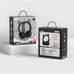 Бездротові навушники Bluetooth LED UNICORN STN-27 Black - мініатюра 2