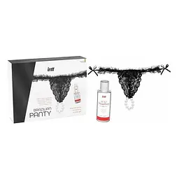 Набір Intt BRAZILIAN PANTY BLACK: трусики на зав'язках S-XL з перлинним кільцем + полунична змазка Intt SO7129 94726 - мініатюра 2