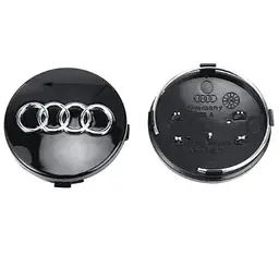 Ковпачки колеса на литі диски Audi D=69 мм посадковий D=60 мм об'ємний логотип Чорні 1 шт