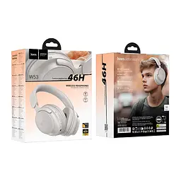 Накладні навушники Hoco W53 Tone, BT headphones, BT5.4, 400mAh, 46h, Type-C, AUX, grey - мініатюра 3