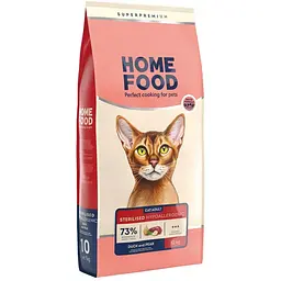 Сухий корм для стерилізованих кішок і кастрованих котів Home Food Adult з качиним філе та грушею 10 кг