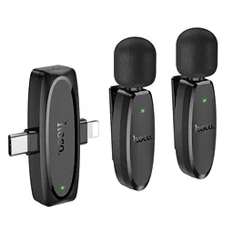 Мікрофон бездротова система HOCO L15 Dual-mic clip-on бездротовий цифровий мікрофон (iP/Type-C) чорний 6942007638623