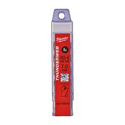 Свердло по металу THUNDERWEB HSS-G MILWAUKEE DIN338, діаметр 7,0x109х69мм, (5шт), пластикова коробка