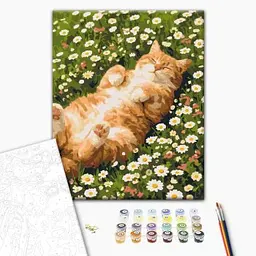 Картина за номерами: Котик у ромашках Brushme RBS1064 Різнокольоровий shop (9995482509893) - мініатюра 3