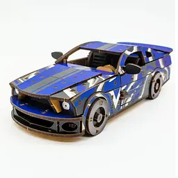 Дерев'яний 3D конструктор Mustang GT PuzzleOk Puz-00642 162 деталей - мініатюра 3