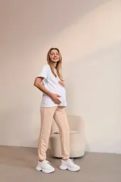 Штани спортивні для вагітних та годуючих демісезон Frankfurt Lullababe розмір 4XL Бежевий - мініатюра 3