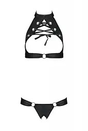 Комплект з екошкіри Passion Malwia Set with Open Bra black 4XL/5XL - мініатюра 3