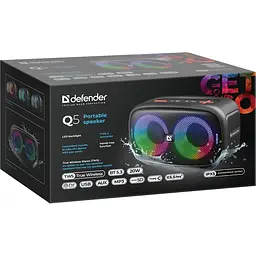 Акустична система 1.0 Defender Q5 20 Вт Bluetooth/FM/USB/TF/IPX5, LED, чорна - мініатюра 7