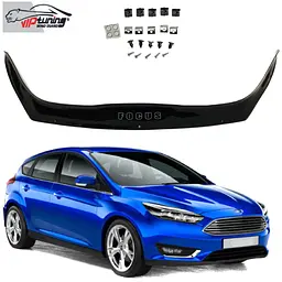Дефлектор капоту мухобійка для Ford Focus III+ 2015- Євро Кріплення (Vip Tuning)