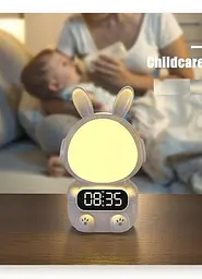 Дитячий годинник із будильником Кролик Rabbit clock with LIGHT WHITE - мініатюра 2