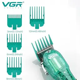 Професійна машинка для стрижки V-660 Professional Clipper Transparent Green • Акумуляторна машинка для волосся VGR V-660 - мініатюра 4
