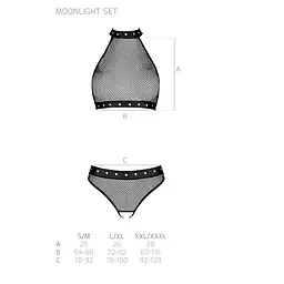Білизна з відкритим доступом Passion MOONLIGHT SET L/XL black топ, стрінги - мініатюра 5