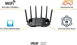 Бездротовий роутер Wi-Fi 7 Asus TUF Gaming BE6500 (TUF-BE6500) (90IG0920-MO9C00) - мініатюра 5
