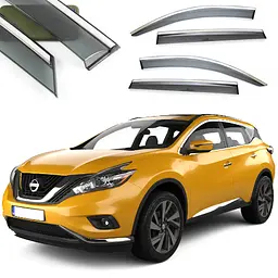 Дефлектори вікон вітровики Benke для Nissan Murano 2016-2021 Хром Молдинг З Нержавіючої Сталі 3D (BNSMR1523-W/S)
