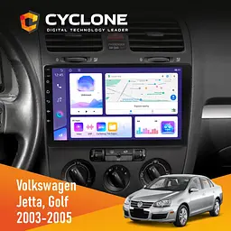 Штатна магнітола Volkswagen Golf 2003-2008 Cyclone C10-011 4x64, DSP Cyclone (НФ-00005327)