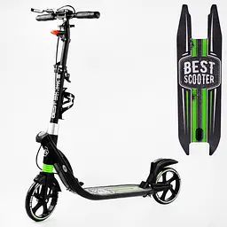 Самокат Best Scooter складаний 64х16х93-103 см Чорно-зелений 000231309 - мініатюра 2