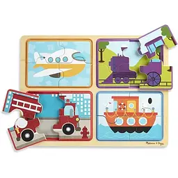 Пазли Melissa & Doug Транспортні засоби дерев'яні у футлярі (MD31361) - мініатюра 2