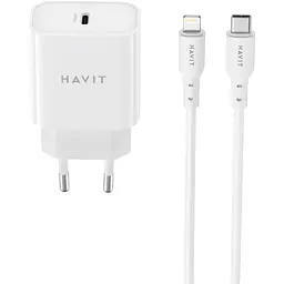 Зарядний пристрій HAVIT ST935 20W USB-C з кабелем USB-C - Lightning (HV-ST935-WH) - мініатюра 2