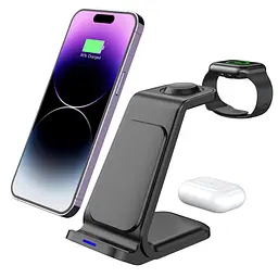 Бездротовий мультизарядний пристрій NN Z-23 3-in-1 чорний - мініатюра 3