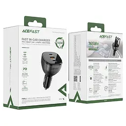 Автомобільний зарядний пристрій Acefast B14 165W (2*USB-C+USB-A) 3-port car charger Black (6974316282938) - мініатюра 2