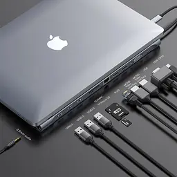 Usb-хаб Baseus Enjoyment Series Type-C Notebook (PD / HDMIx2 / VGA / RJ45 / SD / TF / Usbx3 / Adapter) Темно-сірий - мініатюра 2