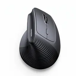Бездротова вертикальна миша UGREEN M571S Bluetooth та USB-A приймач 2,4 ГГц 4 рівні чутливості до 4000 DPI перемикання між трьома пристроями тихі кнопки та коліщатко вбудований акумулятор із заряджанням USB-C бічні кнопки швидкого доступу пам’ять DPI для кожного пристрою опора для великого пальця протиковзна накладка під палець у комплекті відсік для приймача кабель заряджання USB-A на USB-C 1 м у комплекті темно-сіра з чорним (85237)