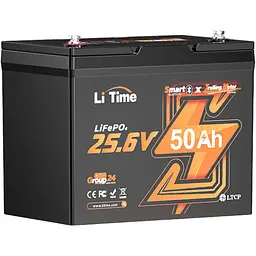 Акумулятор Li Time LiFePO4 24V (25.6V/50Ah/1280Wh) (L24V50-50-TM-BT-8-A70)