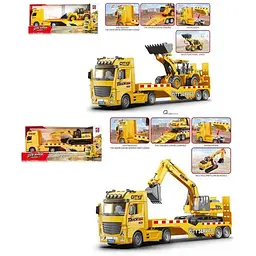 Трейлер RJ2812A-5A інерція, 55см, 1:12,відчиняються двері,звук,світло,2 види(екскаватор, бульдозер)