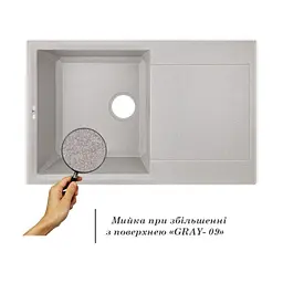 Кухонна мийка Lidz 790x495/230 GRA-09 (LIDZGRA09790495230), Сірий - мініатюра 3