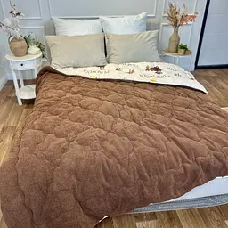 Ковдра євро відкрита двостороння з вовни Arda Pure Wool 21447 195х215 см шоколадне - мініатюра 6