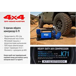 Компресор Vitol Off Road Master 150 psi 50 Amp (K-71) - мініатюра 16